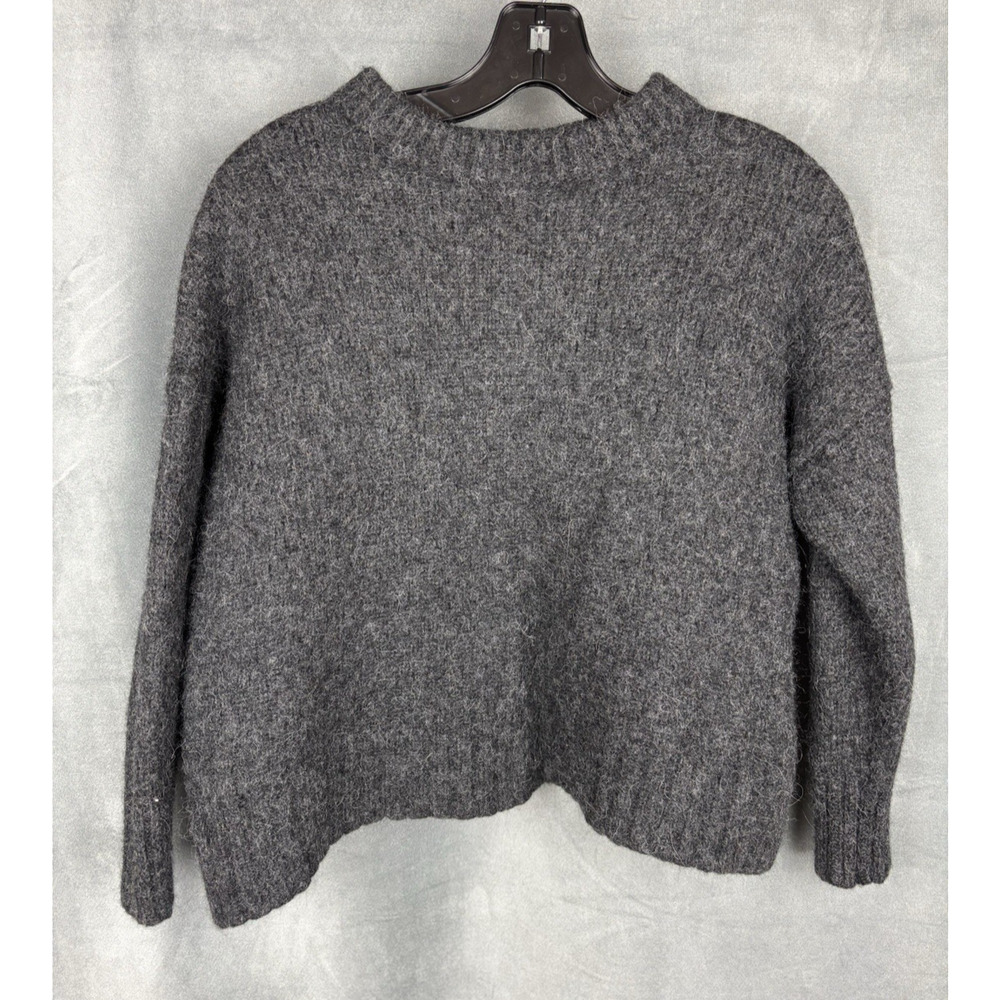 Jenni Kayne Pullover Sweater Womens Small Gray Baby Alpaca Wool Blend Cropped